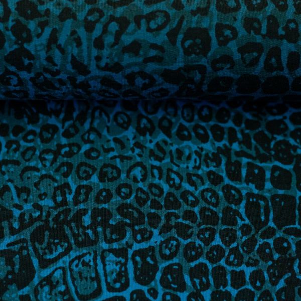 French Terry Kroko Optik petrol blau - Kombistoff Monsta by Thorsten Berger