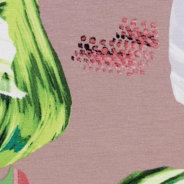 Viskosejersey Blätter altrosa zartgrün - Viscosejersey Selina von Swafing