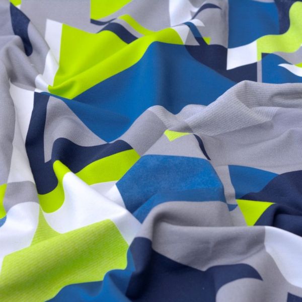 Sweat Streetstyle Kombistoff Geo grau blau neongrün von lycklig – French Terry