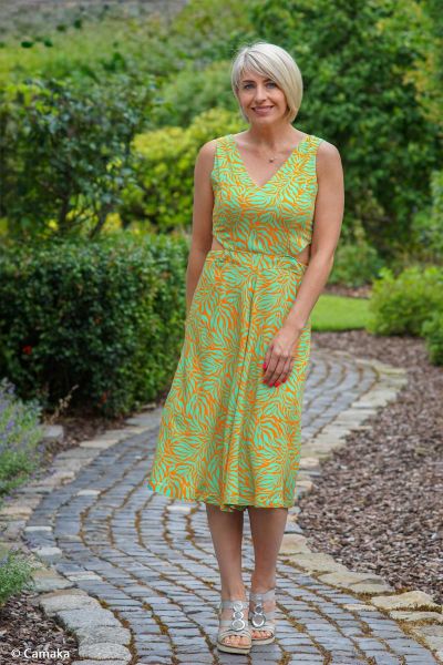 Viskose Webware Animal Print Orange mint - Serie Zebra Jungle von Swafing