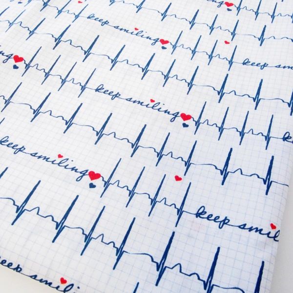 Herzschlag Ekg Stoff Baumwolle Medizin Herzschlag Weiß – Keep