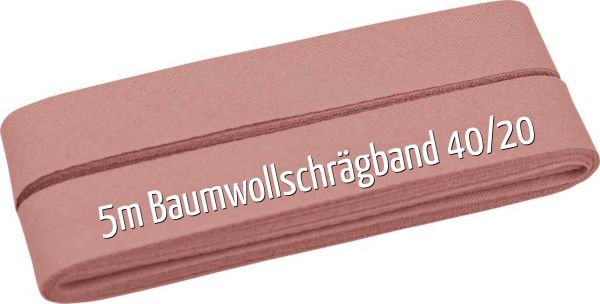 5m Schrägband aus Baumwolle altrosa - Baumwollschrägband 40/20/10