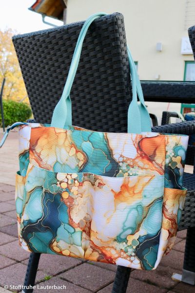 Oxford Gewebe für Taschen - Flowing Bloom - Marmor smaragd kupfer – Design von Sarah Mariam für Swa