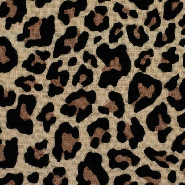 Double Slub Musselin Animal Print Leo braun – Double Gauze Meltem von Swafing