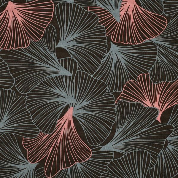 Canvas Webware mit Ginkgo-Blättern - Dekostoff Baumwollcanvas Leaves khaki