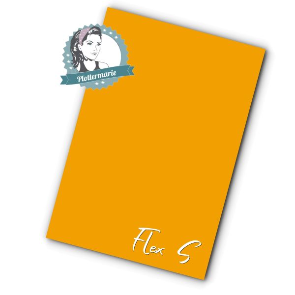 Flexfolie für Textildruck sonnengelb orange A4 - Plotterfolie von Plottermarie Flex S Premium 80µ