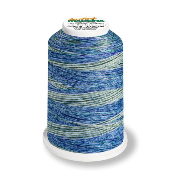 Aeroflock 100 Multicolor ocean - 1000m Bauschgarn von Madeira blau grün - Overlock Garn