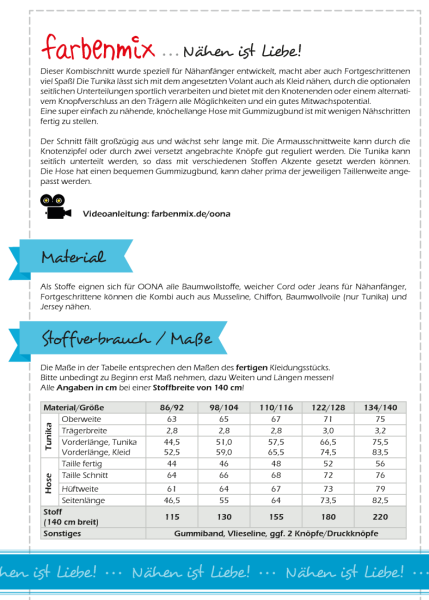 Schnittmuster Mitwachskleid OONA Tunika Hose Kombi von Farbenmix – Gr. 86-140