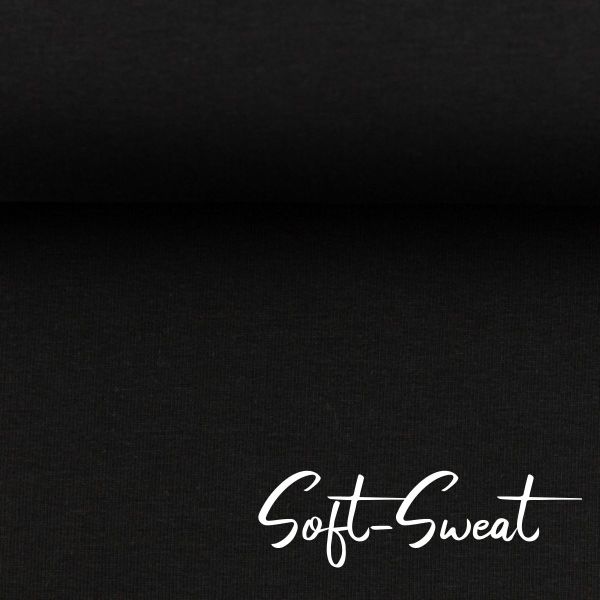 Soft Sweat uni schwarz - angerauhter French Terry EIKE von Swafing