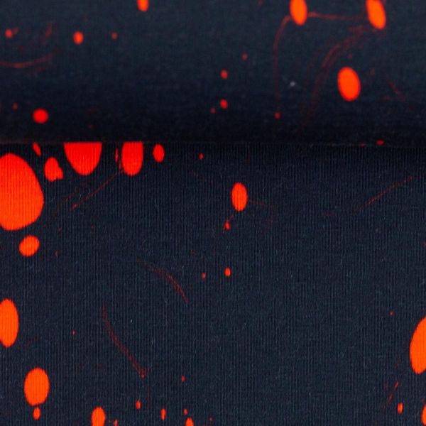 Jersey Kleckse Punkte rot navy – Serie Franjo El Piranho Feed Me by Thorsten Berger von Swafing