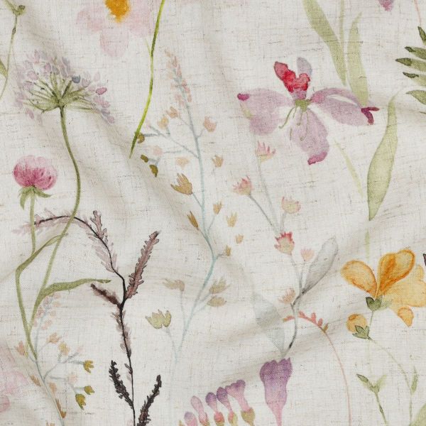 Viskose Leinen Slub – zarte Aquarellblumen auf Cremeweiß – edler Blusen- & Kleiderstoff