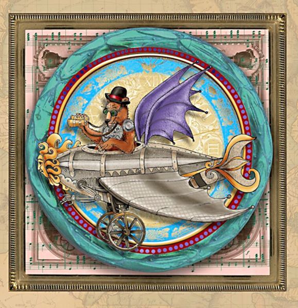 Baumwolle Steampunk 8 Tierbilder - Fantasy & Fiction Panel 60x110cm
