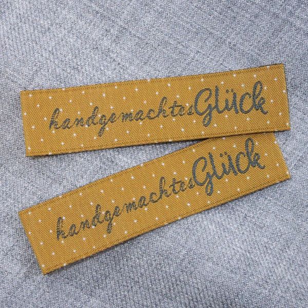 Webetikett handmade - handgemachtes Glück - Aufnäher von Acufactum 1,6x7cm