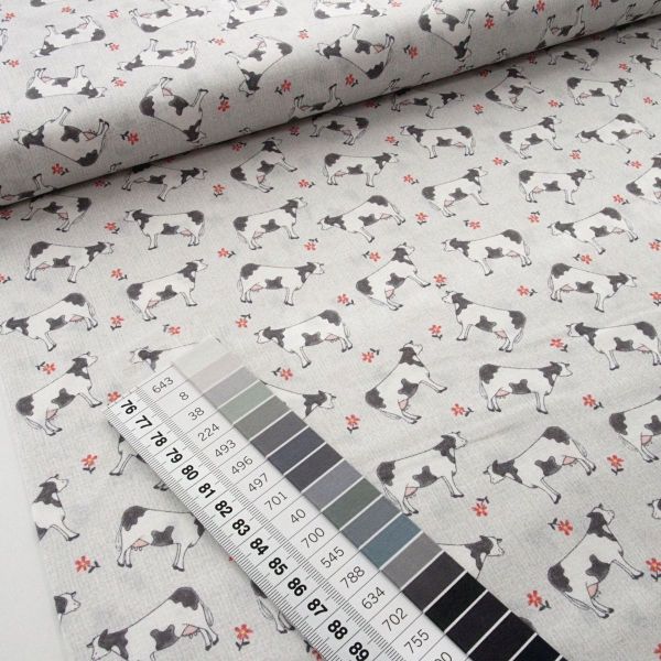 Baumwolle Kühe Bauernhof grau – Farm Fresh by Jessica Flick