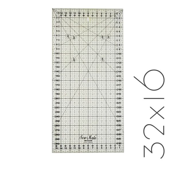 Universal Lineal 32 x 16cm – rutschfestes Patchworklineal Sew Mate #M1632-NS