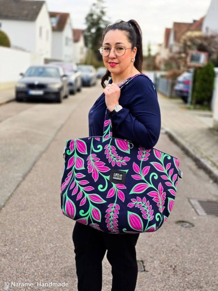 Deko Baumwollstoff Simply Sunshine dunkelblau pink mint von Lillesol & Pelle