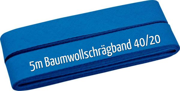 5m Schrägband aus Baumwolle türkis blau - Baumwollschrägband 40/20/10