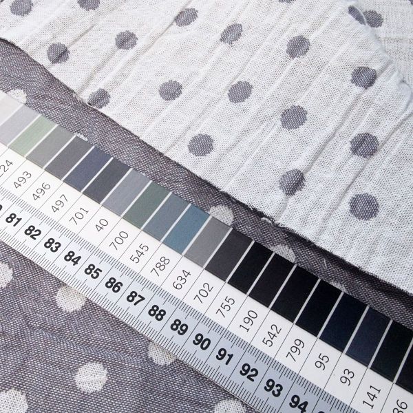 Baumwolle Musselin Jacquard Punkte grau weiß – Doubleface Dots grey