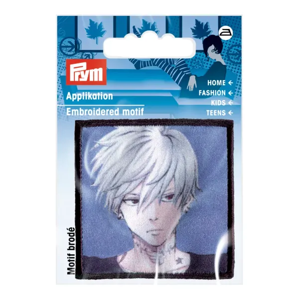 Bügelbild K-Pop Junge weiße Haare – Applikation 55 × 55 mm