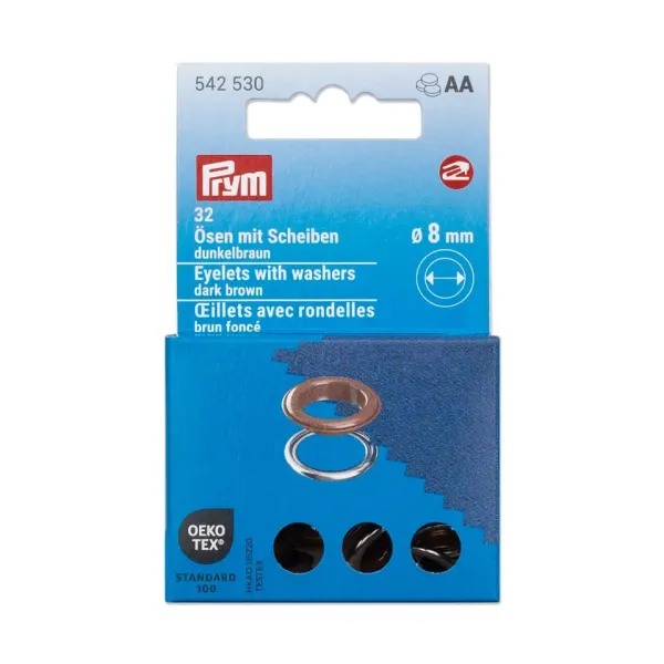 20 Ösen mit Scheiben 8mm dunkelbraun - für das Prym Vario Creative Tool