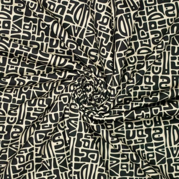 YOGA STRETCH Abstrakt beige - Funktionsjersey für Sportbekleidung geometrische Muster