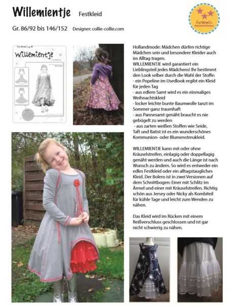 Schnittmuster Festtagskleid mit Bolero Willemintje von Farbenmix – Gr. 86-152