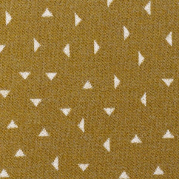 Jacquard Strickstoff Dreiecke ocker senf gelb – Kuschelstrick von Swafing