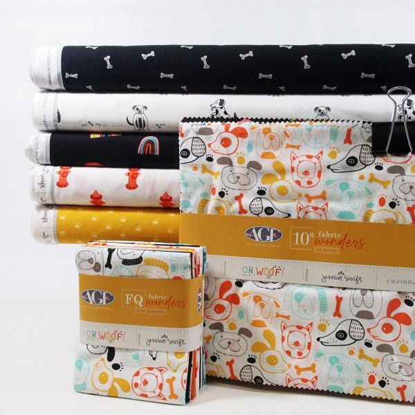 Fat Quarter Stoffpaket Art Gallery Oh Woof - 12 Designs je 50x55cm