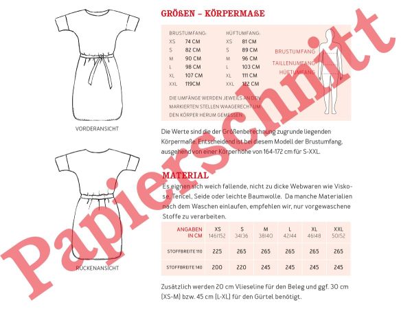 Schnittmuster FRAU META • lässiges Kleid mit breitem Gürtel von Studio Schnittreif • Gr. XS-XXL