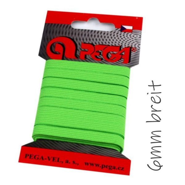 5m schmales Gummiband neon grün - 6mm breit