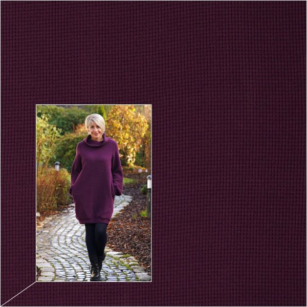 Waffelstrick mit schöner Struktur dark berry – Oslo von Swafing