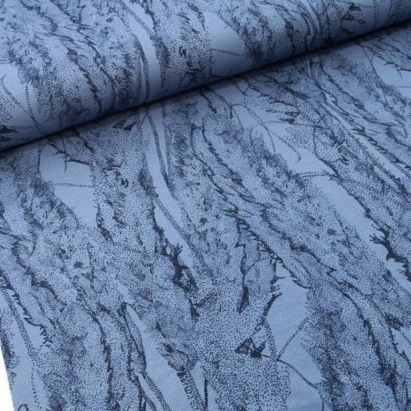 Sweat Pampasgras abstrakt blau – French Terry Hannes von Swafing