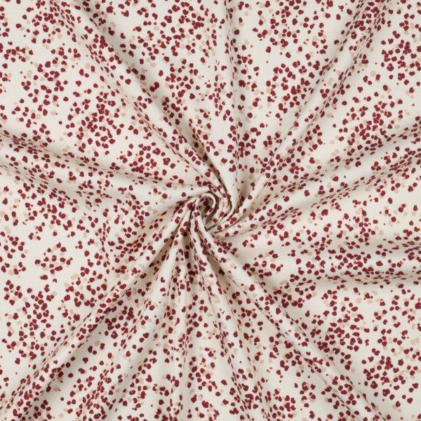 Viskose Webware Rosella Punkte creme bordeaux – weich fallender Stoff mit Stretch