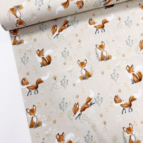 Baumwolljersey Ludos Lieblinge Füchse beige – Eda & Mo für Swafing