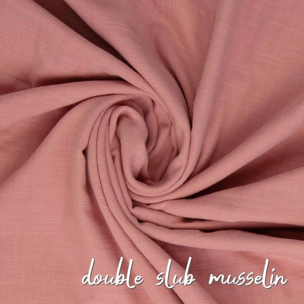 Double Slub Musselin altrosa – Double Gauze Sorea aus Baumwolle