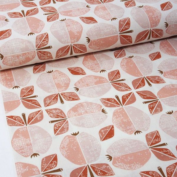 Baumwolle Retro Äpfel altrosa – Apple Serie Under the Apple Tree by Cotton & Steel