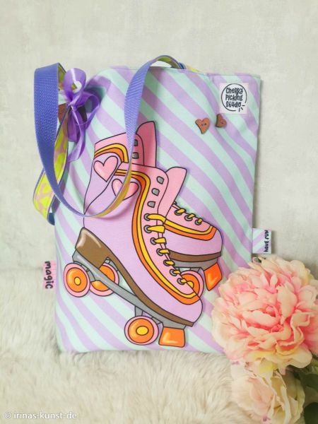 DIY Nähset Cherry Picking Bag Dackel und Rollschuhe - Beutel Tasche Panel 95x140cm