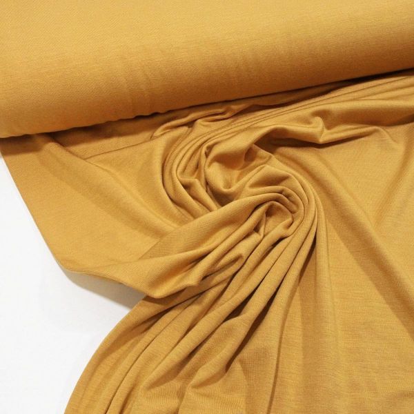 Viskose Jersey knitterfrei aus Bambus senf gelb - cold bamboo jersey knit