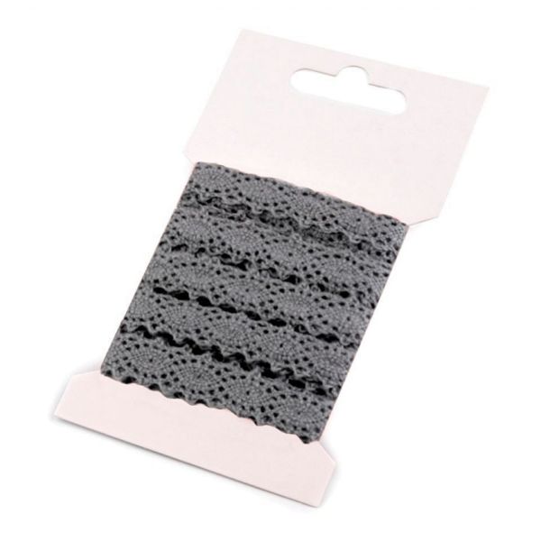 3m Klöppelspitze grau - Spitze aus Baumwolle - 12mm breite Borte