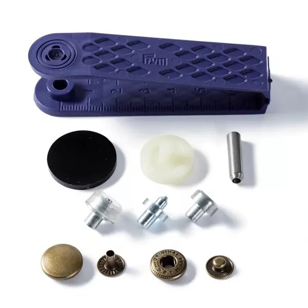 10 Anorak Druckknöpfe PRYM – 15mm altmessing mit Werkzeug