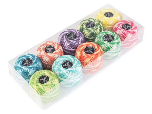 Stickgarn Set OMBRÉ - Baumwollgarn 10x60m zum Sticken und Häkeln