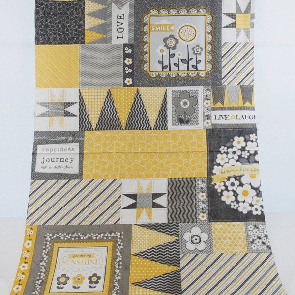 Baumwolle Appli Patches grau gelb - Serie Sunshine & Shadows 50x110cm