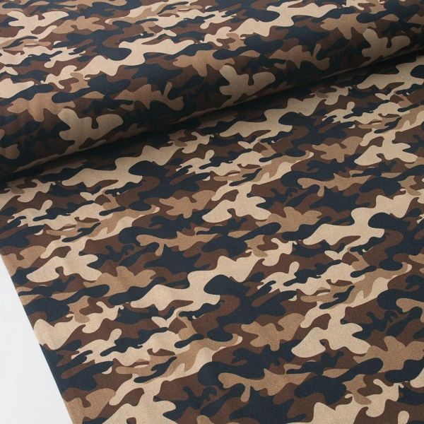 Baumwolle Camouflage braun beige – Tarnfleck Serie KIM von Swafing