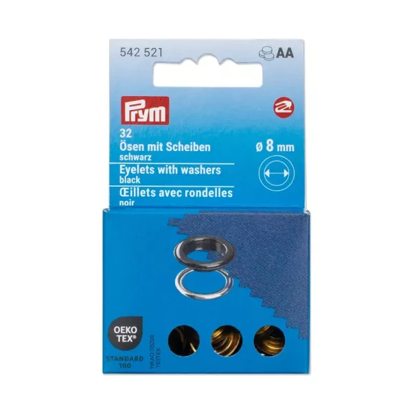 20 Ösen mit Scheiben 8mm schwarz - für das Prym Vario Creative Tool