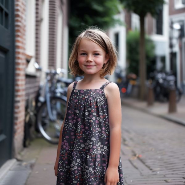 Baumwolle im Jeans Look blau mit kleinen Blüten