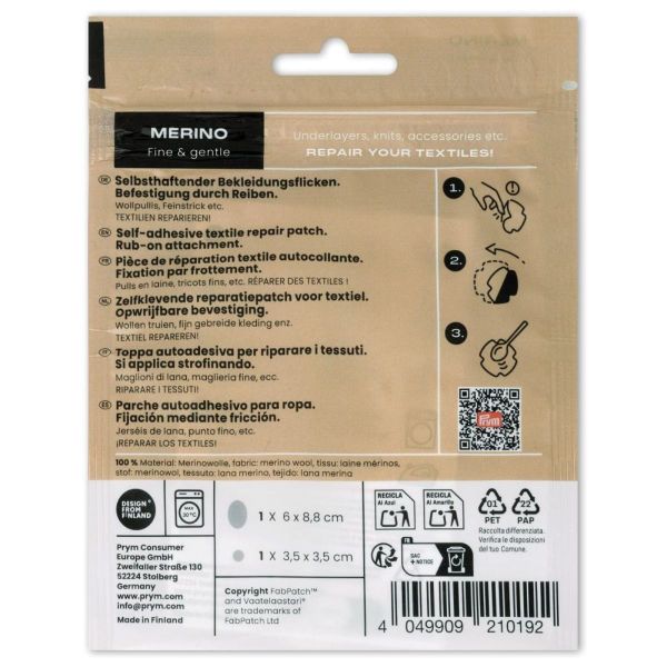 Prym x FabPatch Merino Reparaturflicken hellgrau 2 Stück