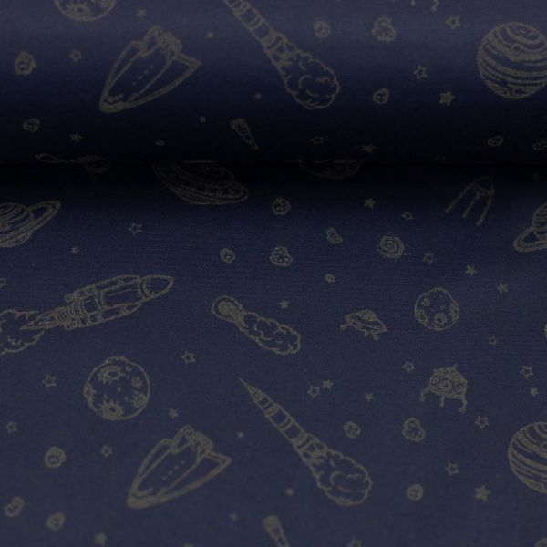 Softshell Raketen Weltall Ufo dunkelblau Reflektor Magic – reflektiert Licht im Dunkeln