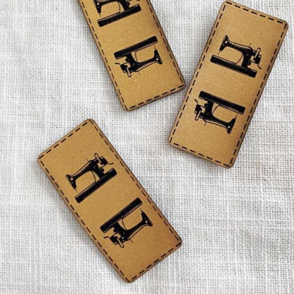 Aufnäher Label - Nähmaschine gold - für einzigartige Nähprojekte, Strickwerke & Gebasteltes