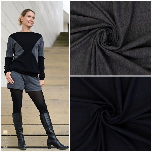 Weicher dünner Merinostrick in schwarz - 100% Schurwolle Merino Strickstoff von Swafing