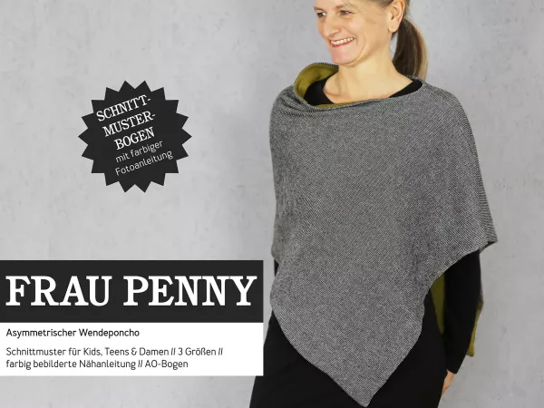 Schnittmuster FRAU PENNY • Poncho in 3 Größen von Studio Schnittreif • für Kids Teens Damen